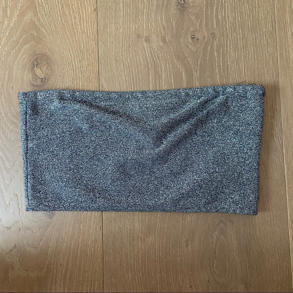 Sparkly silver tube top